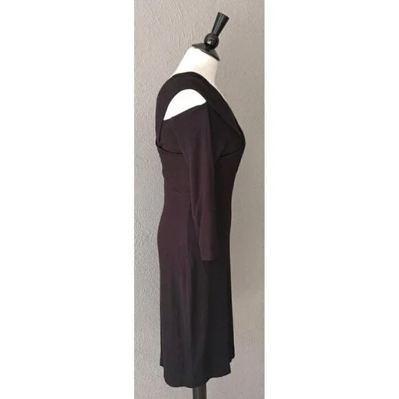 NWT L'Agence Black Fantina Dress Rib Knit Off The Shoulder in Size L
